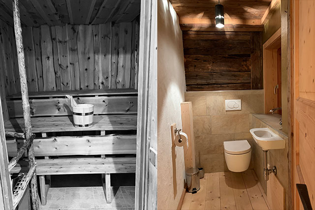 Ferienhaus Gannerhof - Urige Zirbenholzsauna und WC